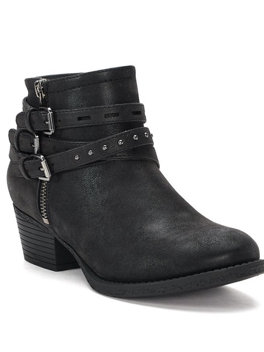 NEW SONOMA Women's Ruler studded buckle strap zippered ankle boots Black Size 10